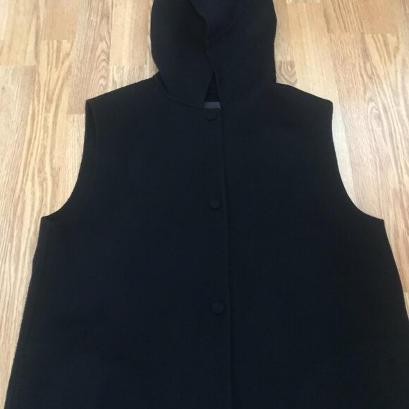 Theory Clairene Wool Cashmere Black Hooded Vest Size S - Picture 4 of 10
